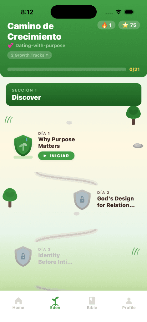 Plantd app growth path screen