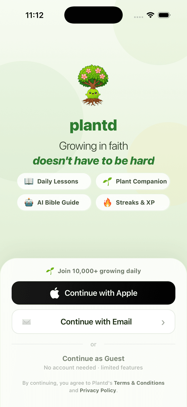 Plantd Welcome Screen